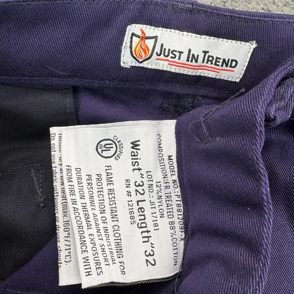 Just In Trend FR Treated Flame Resistant Work Pants Navy Blue Waist 32 Length 32